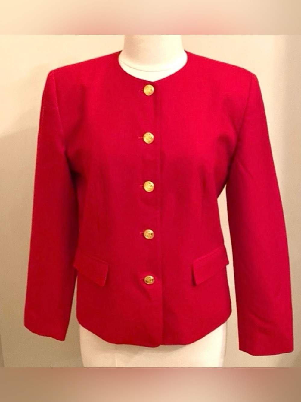 Talbots Vintage Red 100% Wool SZ 8 Old Money Light Academia Preppy Blazer Jacket
